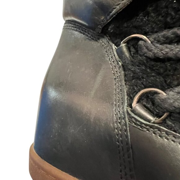 Coach wedge boots Monroe Shearling size 8 black leather high heel booties - Picture 9 of 16